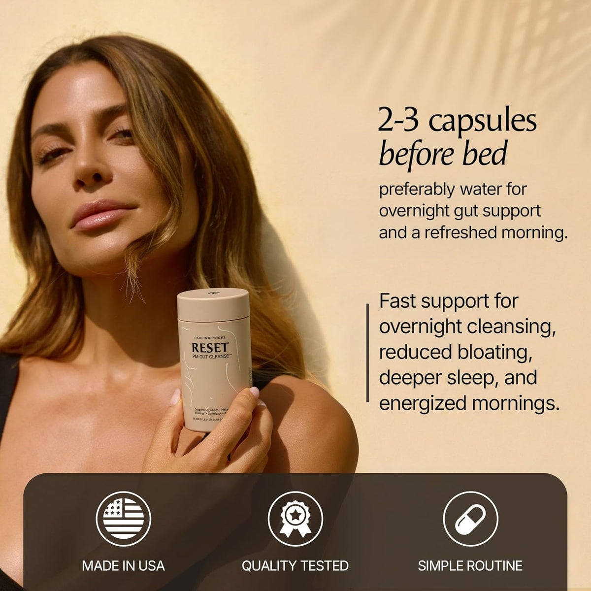 Paulina FITNESS Reset PM Gut Cleanse for Women Overnight 8-Hr Digestive Aid | Bloating Relief & Gut Health Supplement, Natural Detox & Cleanse, Supports Weight Management, Relieves Constipation