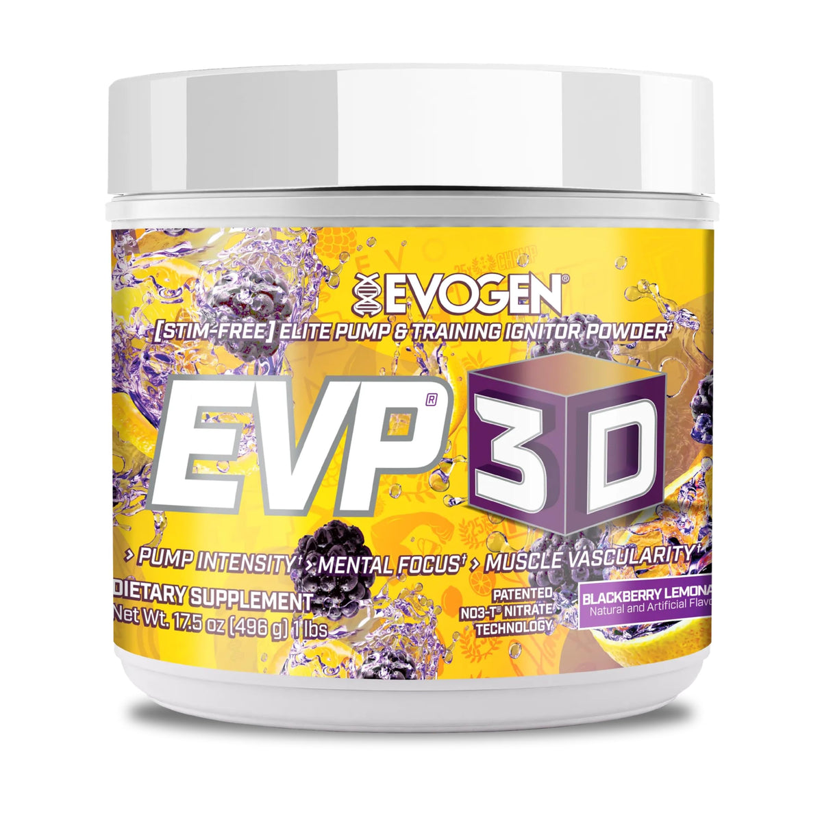 Evogen EVP 3D Stim Free Pre-Workout | Citrus Candy | 40 Servings | Arginine nitrate, L-citrulline, beta-alanine and creatine with lion's mane, L-tyrosine and DMAE for pumps and focus