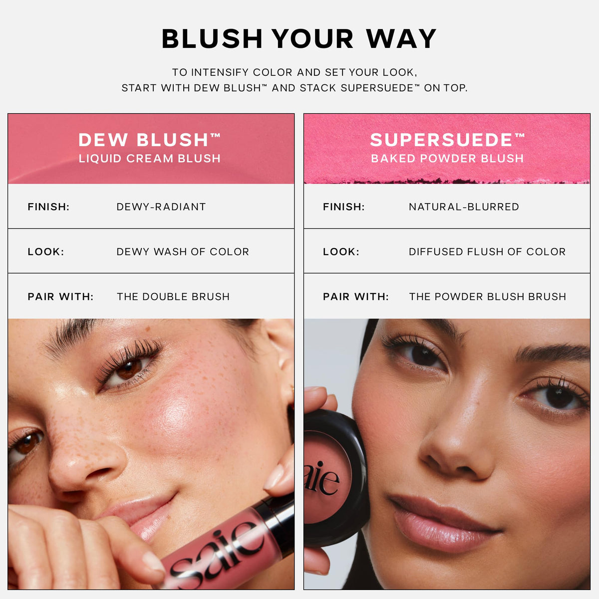 Saie Cheek Flush Duo - Dew Liquid Blush (.40 oz, Dreamy), SuperSuede Baked Powder Blush (.01 oz, Grazie) - Layerable, Skin-Nourishing Blushes for a Seamless Radiant Finish SaieBuy Supplements Australia