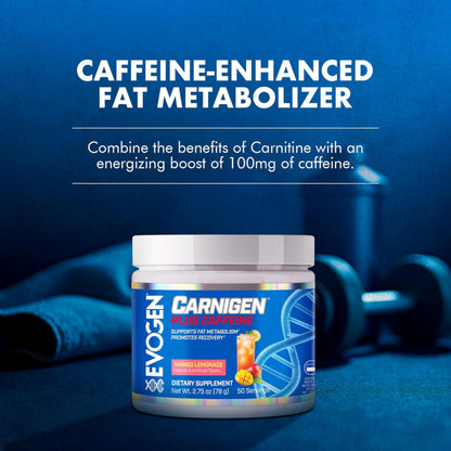 Evogen Carnigen Supports Energy and Metabolism | Raspberry Lemonade | 50 Servings