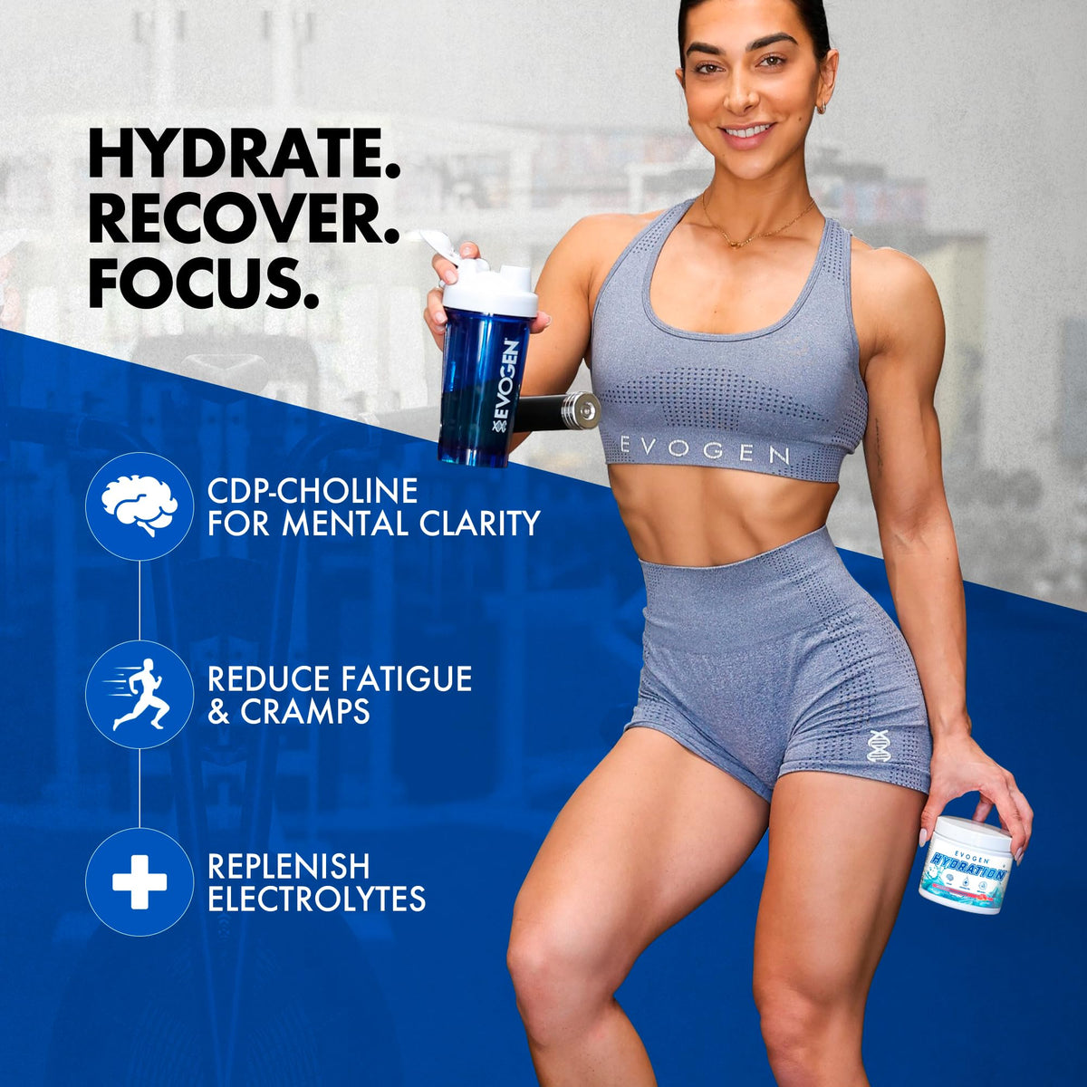 Evogen Hydration Sugar-Free Electrolytes | Lemon Lime | 30 Servings | Potassium, magnesium, sodium, calcium and coconut water with citicoline, taurine and B vitamins for energy and focus
