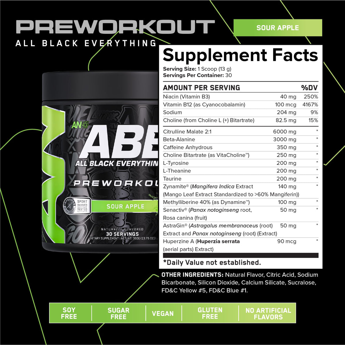 All Black Everything Pre-Workout Powder | Preworkout Energy Drink Mix | 350mg Caffeine | Beta Alanine & Citrulline | Energy Supplement for Men & Women | Baddy Berry | 30 Servings