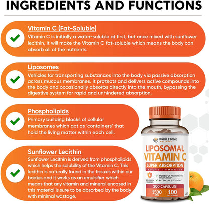 Wholesome Wellness Liposomal Vitamin C Capsules + Multi Collagen Protein Powder Hydrolyzed Bundle