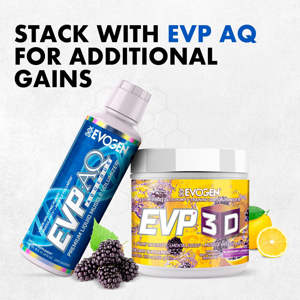 Evogen EVP 3D Stim Free Pre-Workout | Citrus Candy | 40 Servings | Arginine nitrate, L-citrulline, beta-alanine and creatine with lion's mane, L-tyrosine and DMAE for pumps and focus