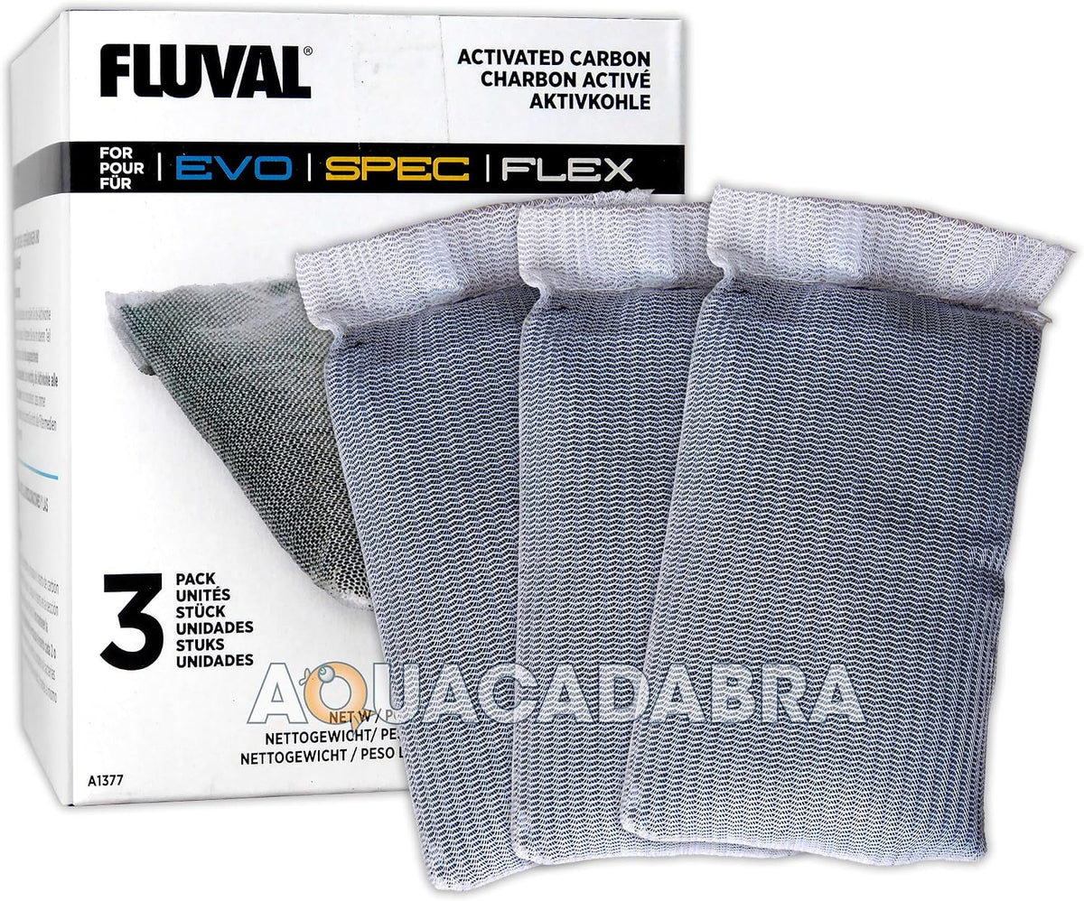 Fluval Spec/Evo/Flex Activated Carbon, Replacement Aquarium Filter Media, 3-Pack, A1377 | Replacement Aquarium Filter Media