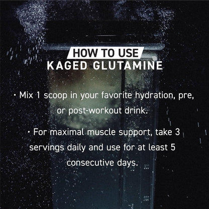 Kaged Muscle, L-Glutamine Powder 500 Gram, Vegan, Support Muscle Recovery, Post Workout, Glutamine, Banned-Substance Free, Unflavored, 100 Servings
