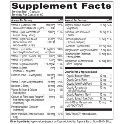 NATURELO Mens Multivitamins for Men 50+ - One Daily Multivitamin for Men with Vitamins, Minerals & Organic Whole Foods, Boost Energy & Health, Non-GMO, 60 Vegetarian Capsules