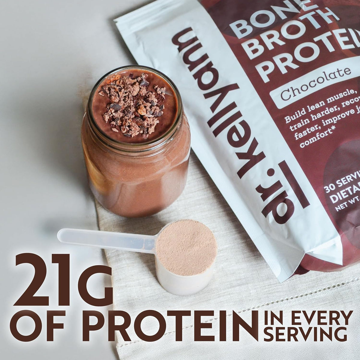 Bundle of Dr. Kellyann Keto Bone Broth Protein Powder - Chocolate (1), Vanilla (1)