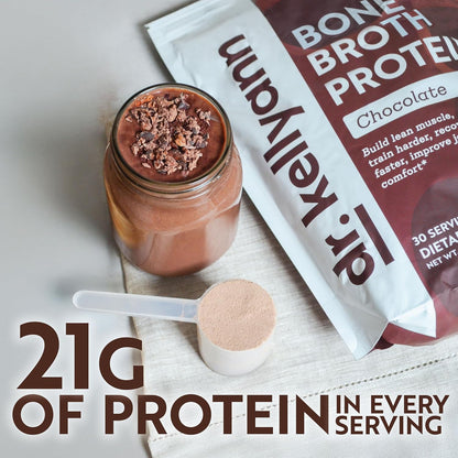 Dr. Kellyann Keto Bone Broth Protein Powder Bundle of (1) Chocolate, (1) Vanilla, & (1) Salted Caramel