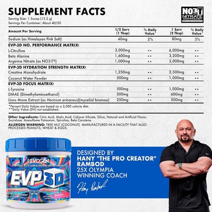 Evogen EVP 3D Creatine Monohydrate Bundle – Stim Free Pre Workout Powder & Micronized Creatine for Pump, Strength, Power & Recovery | Sour Candy + Unflavored