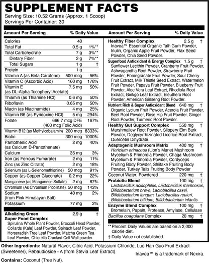 TERRA ORIGIN Greens Superfood Powder | Green Juice Powder with Probiotics & Enzymes | Plant Based Super Greens for Energy, Gut & Immune Support | Vegan, Non-GMO | 30 Servings Tropical Passionfruit