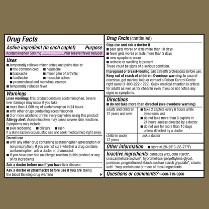 GoodSense Extra Strength Acetaminophen Caplets 500 mg, Pain Reliever and Fever Reducer, Easy Open Cap, 100 Count GoodSenseBuy Supplements Australia