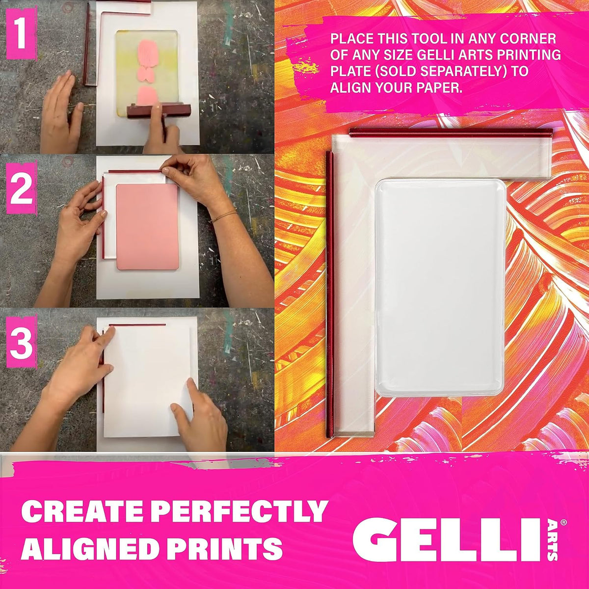 Gelli Arts 5 X 7 Printmaking Positioner Mini Placement Tool - Paper Positioning Tool Gel Printing Plate, Clear Acrylic Alignment Device, Art Gadget for Gel Printing