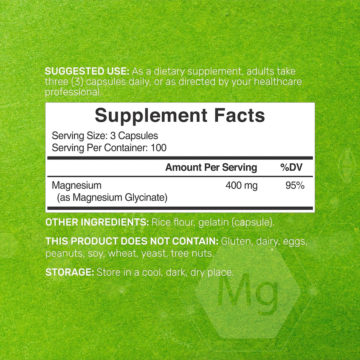 Magnesium Glycinate 400mg, 300 Capsules | 100% Chelated for Easy Absorption | Essential Mineral Supplement for Muscle, Sleep, & Heart Health*