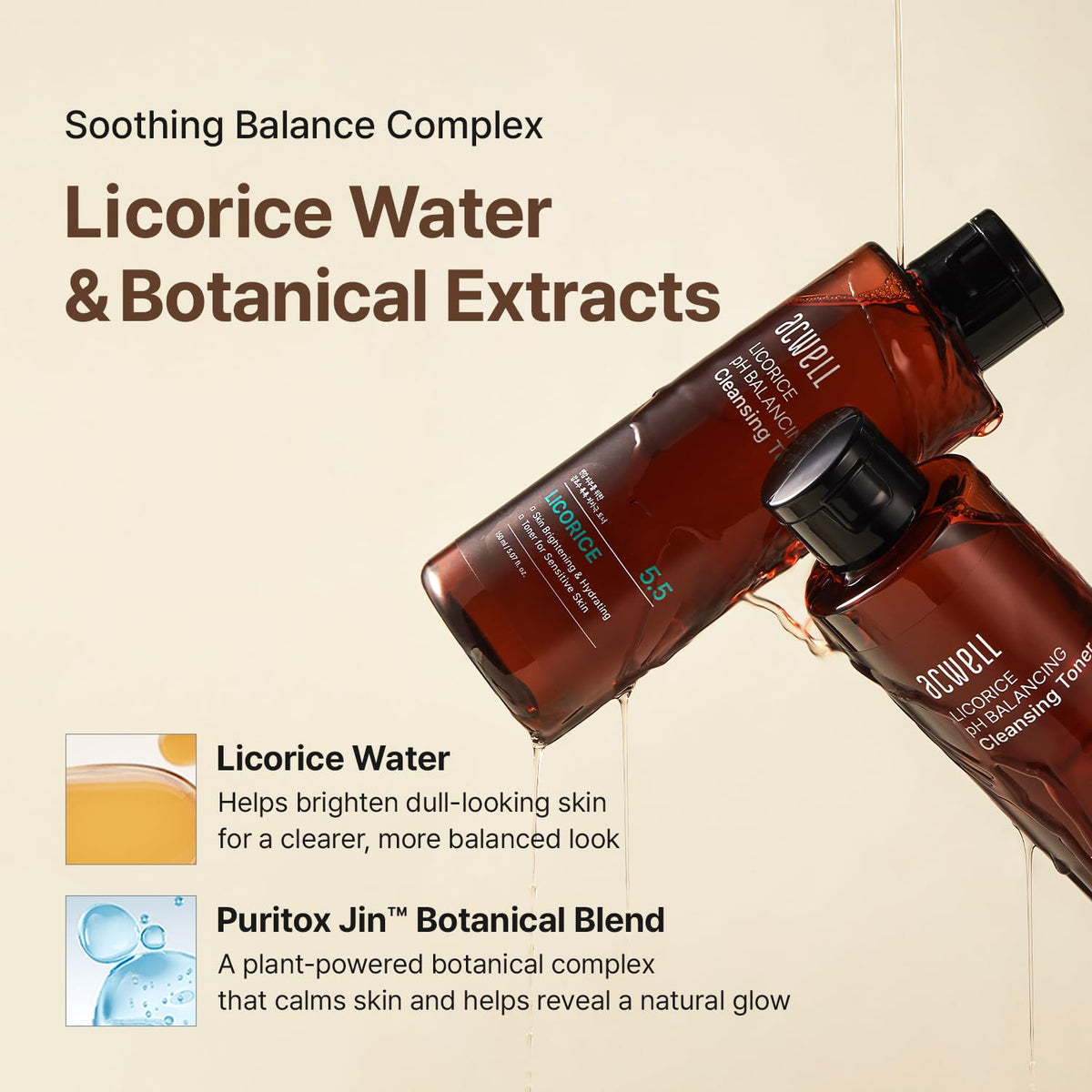 ACWELL Licorice pH 5.5 Balancing Korean Toner and Cleansing 5.07 fl.oz. - Alcohol-Free Hydrating Facial Astringent - PrimeBioHealth - canada supplements