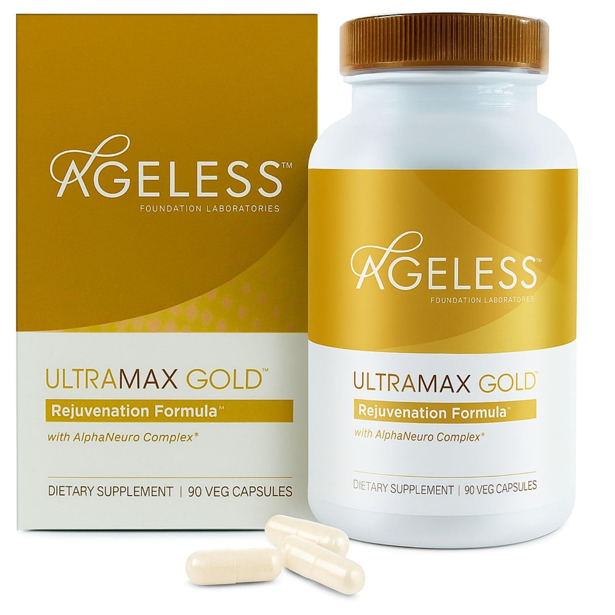 AGELESS™: UltraMAX Gold™ Capsules, HGH Anti-Aging Supplement for Women, Slows Cellular Aging, Supports Immune Health, Smoother Skin Tone and Restorative Sleep, Weight Management, 90 Capsules | Healthy Aging Support, Cellular Energy, Longevity Support, Dai - PrimeBioHealth - canada supplements