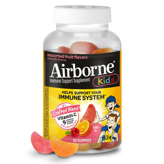 Airborne 500mg Vitamin C + Zinc Immune Support Supplement Gummies for Kids, Assorted Fruit Flavor, Gluten Free Crafted Blend - PrimeBioHealth - canada supplements