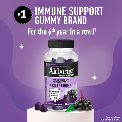Airborne Elderberry + Zinc & Vitamin C Gummies For Adults, Immune Support Vitamin D & Zinc Gummies With Powerful Antioxidant Vitamins C D & E - PrimeBioHealth - canada supplements