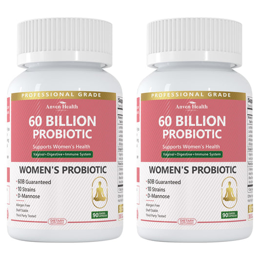 Anven Health Probiotics and Prebiotics for Women pH Balance & Digestion - 60 Billion Vaginal Probiotic with Cranberry & D-Mannose for Gut, Urinary, Immune Health, - PrimeBioHealth - canada supplements