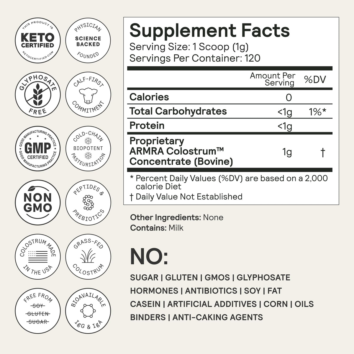 ARMRA Colostrum Powder | Unflavored | Gut Health & Bloating | Skin & Hair | Immunity | Keto, Gluten & Fat-Free | 120 Servings - PrimeBioHealth - canada supplements