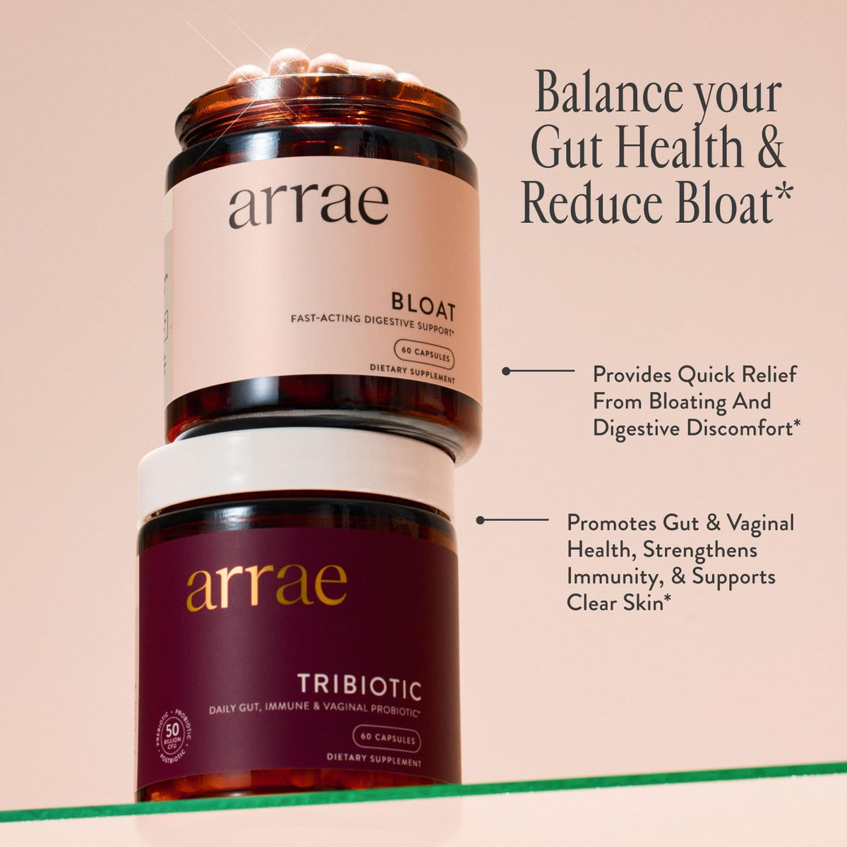 Arrae Fast-Acting Bloating Relief Digestive Enzymes, All Natural Bloat, Gas & Indigestion Relief Capsules (30 Count) - PrimeBioHealth - canada supplements