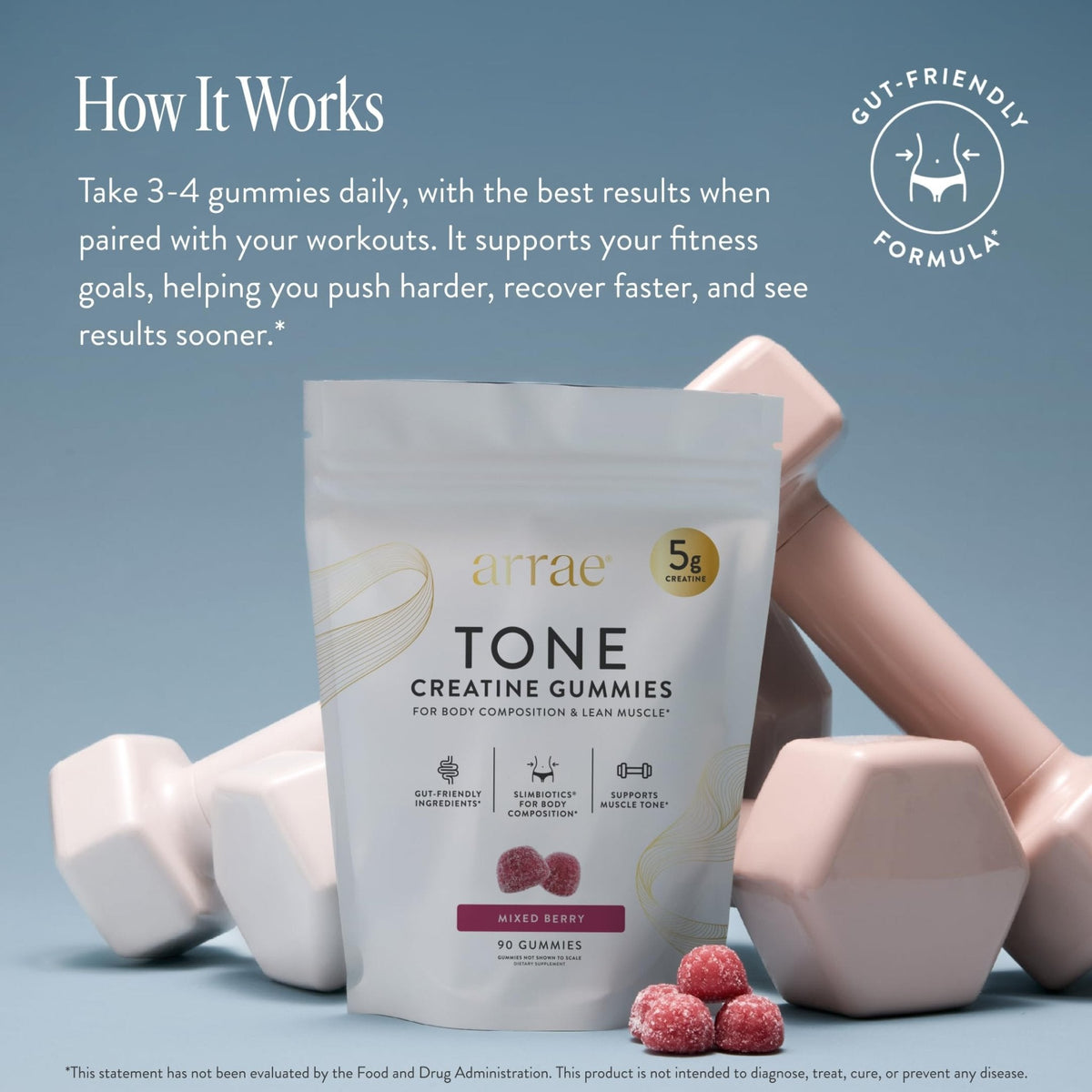 Arrae Tone Gummies – Creatine Monohydrate 5g for Women – Support Lean Muscle, Strength & Recovery – Hormone-Friendly Muscle Toning Supplement - PrimeBioHealth - canada supplements