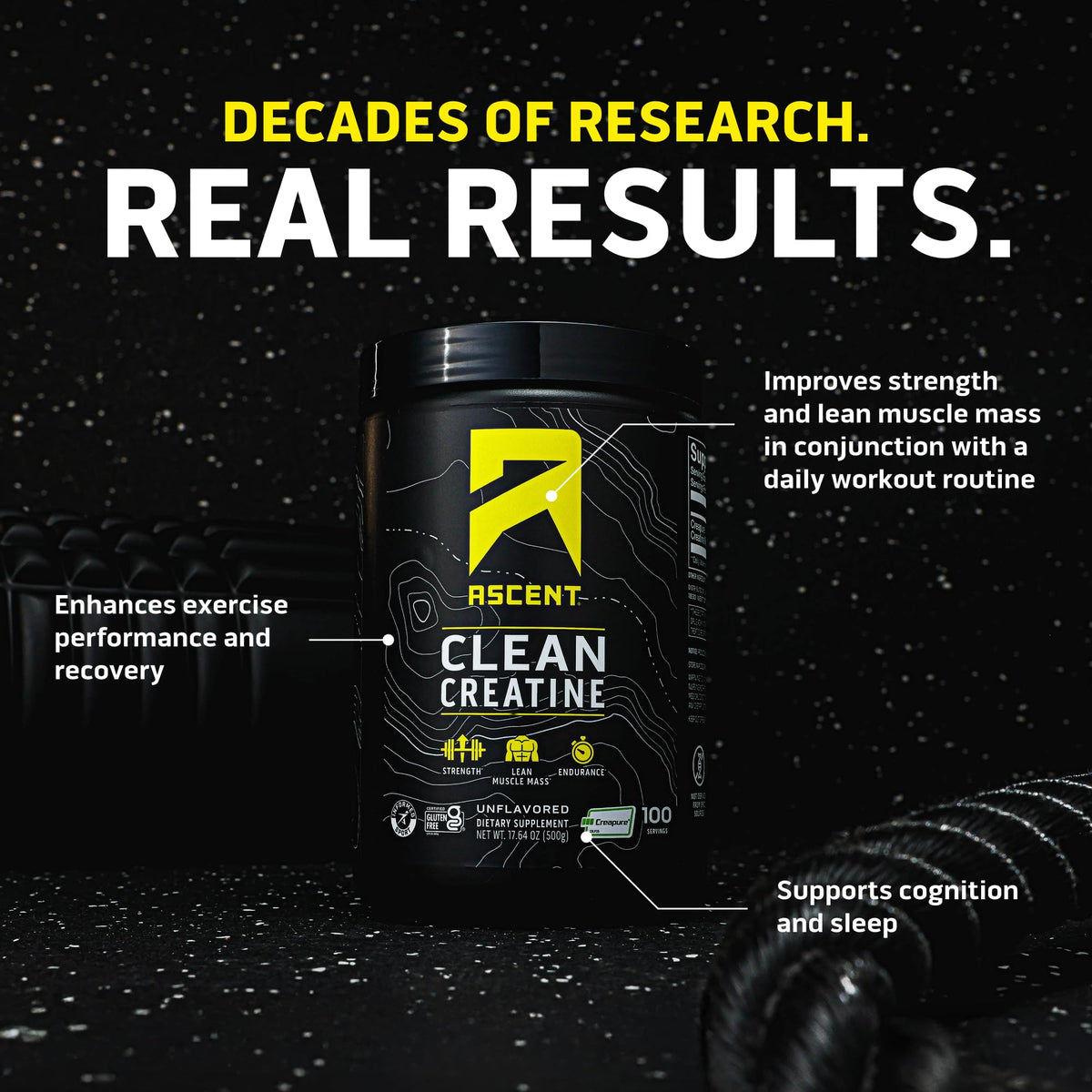 Ascent Clean Creatine Monohydrate Powder - 5G Per Serving, Creapure Creatine Supplement - Unflavored, 100 Servings - PrimeBioHealth - canada supplements