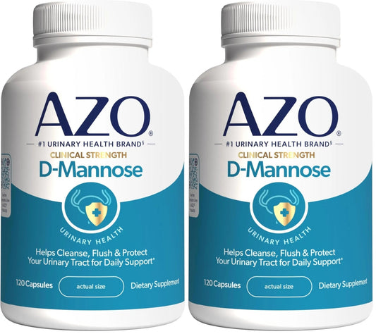 AZO D Mannose Urinary Tract Health, Cleanse, Flush & Protect The Urinary Tract, No.1 Pharmacist Recommended Brand, Clinical Strength, Non-GMO, 120 Count (Pack of 2) - PrimeBioHealth - canada supplements