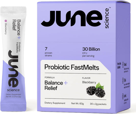 Balance + Relief | Fast Melt Pre + Probiotic for Mood & Stress - BlackBerry Flavor, 30 Powder Sachets - PrimeBioHealth - canada supplements