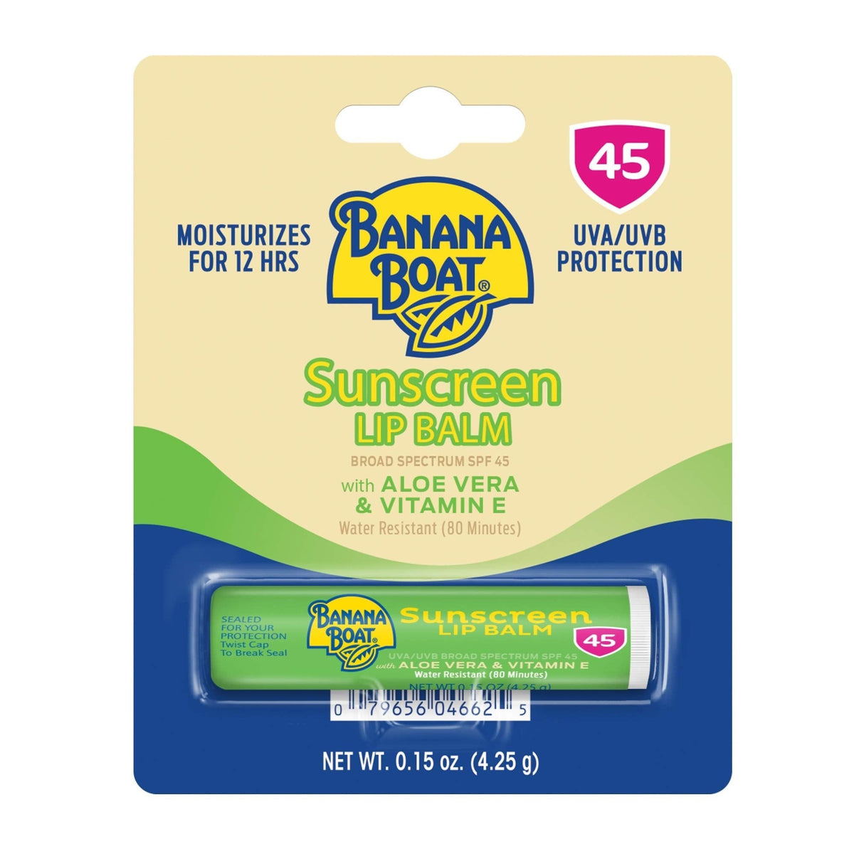 Banana Boat SPF Lip Balm with Aloe Vera & Vitamin E,0.15oz | Beach Essentials,Moisturizing Lip Sunscreen SPF 45 - PrimeBioHealth - canada supplements