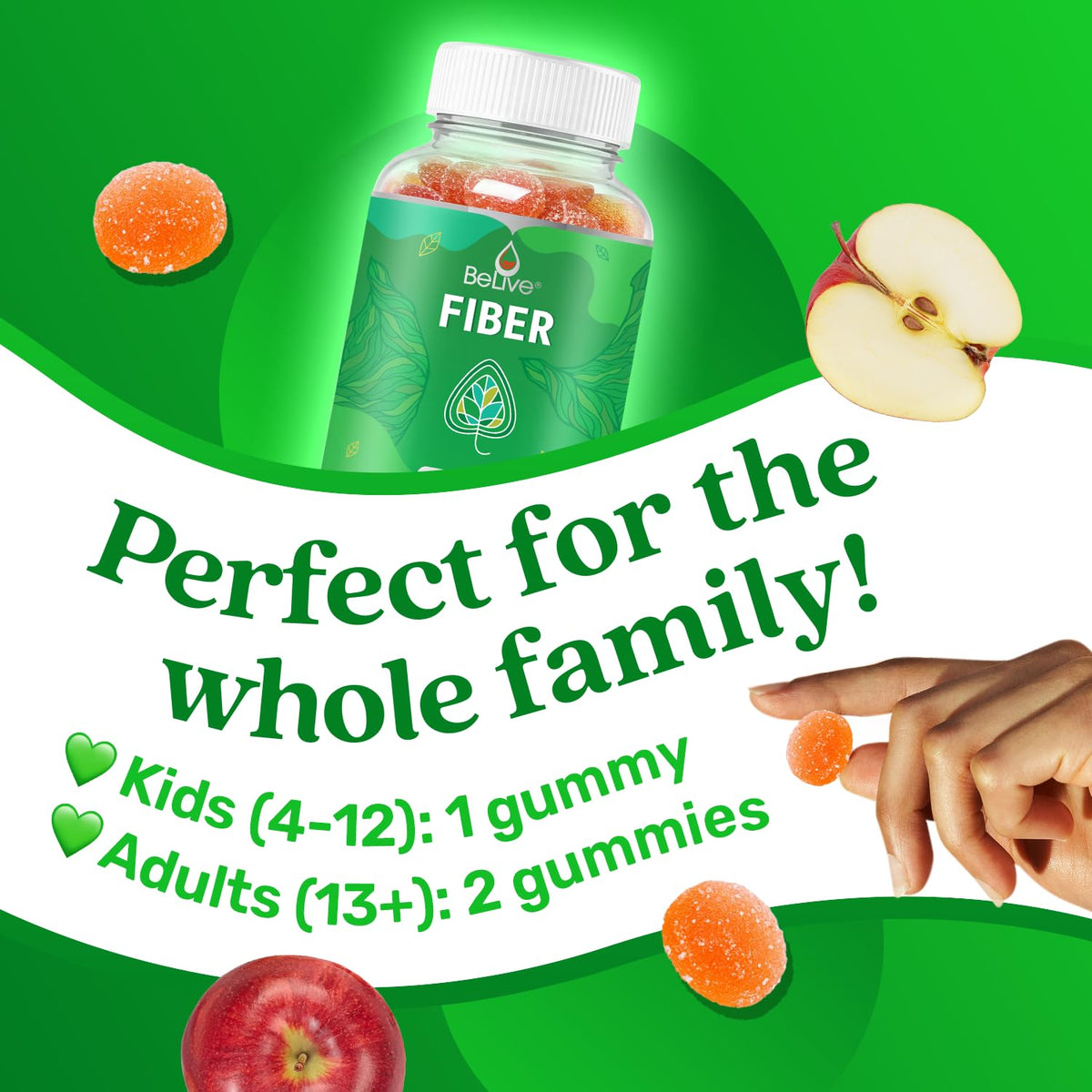 BeLive Fiber Gummies - Sugar Free Prebiotic Digestive Health and Regularity Supplement - Chicory Root & Inulin - PrimeBioHealth - canada supplements