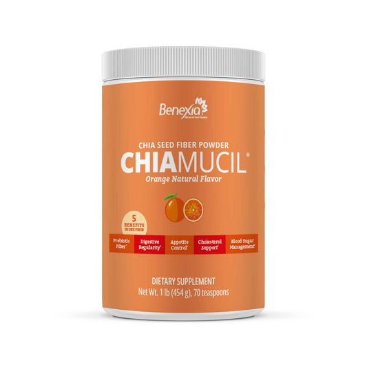 BENEXIA Chiamucil Prebiotic Fiber Supplement Powder – Chia Fiber & Chicory Root (Inulin) for Digestive Health & Appetite Control – Gluten & Sugar Free - PrimeBioHealth - canada supplements