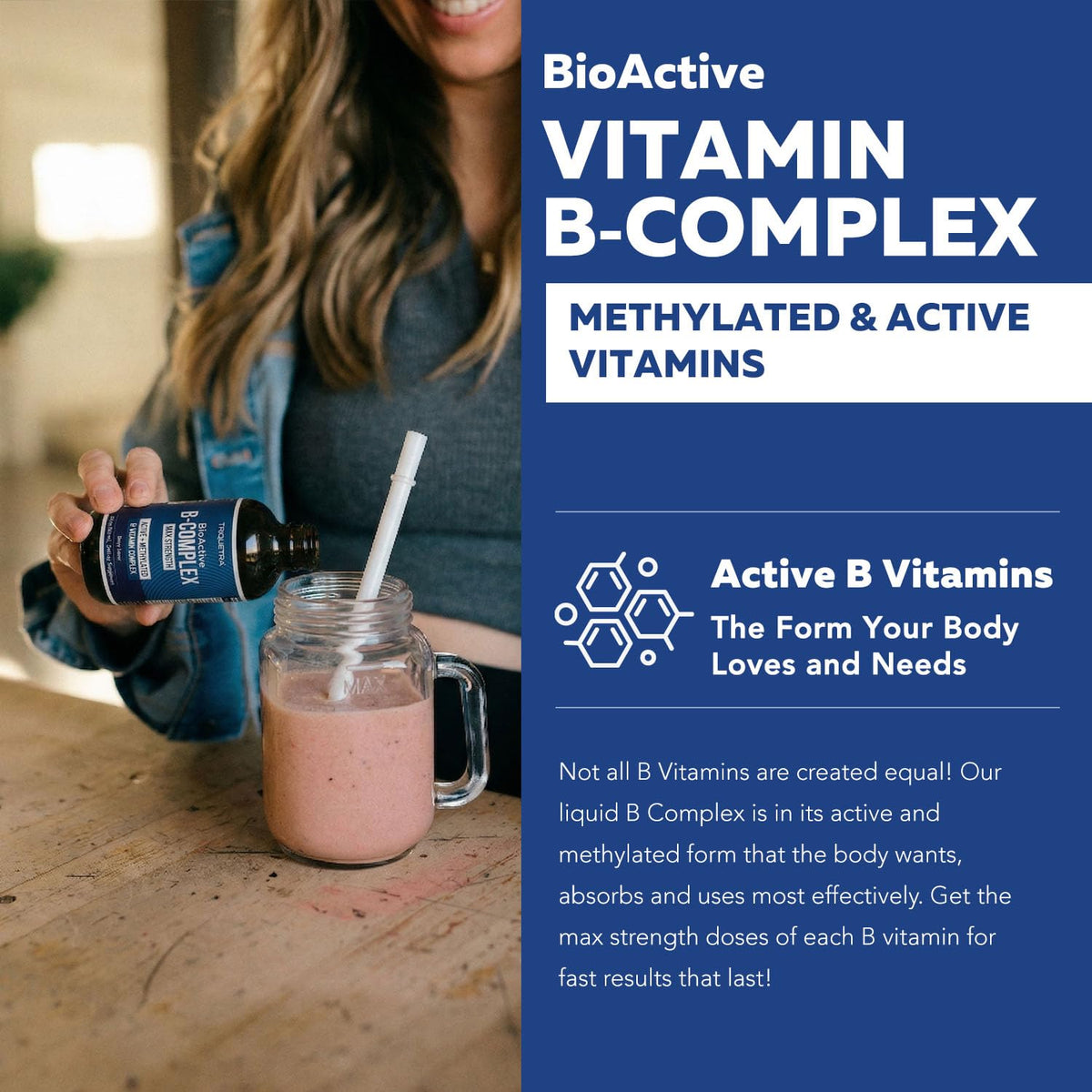 BioActive Vitamin B Complex - Blood Stream Ready, Methylated B Complex - Featuring Methylfolate, 3 BioActive Forms of B12, BenfoPure® B1 & Pantesin® B5 - 12 B Vitamins in Clinical Doses - 60 Servings - PrimeBioHealth - canada supplements