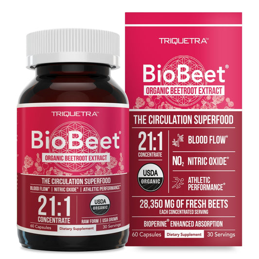 BioBeet® Max Strength Beet Root Capsules - 21:1 Concentrate, Each Serving Derived from 28,350 mg Organic Beetroot - Absorption Enhancement with BioPerine® Black Pepper Extract (60 Capsules) - PrimeBioHealth - canada supplements