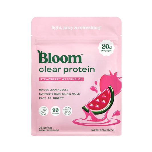 Bloom Clear Protein, Whey Protein Isolate with Collagen Peptides and Digestive Enzymes, 20g Protein, Sugar Free Post Workout Drink Mix, 90 Calories, - PrimeBioHealth - canada supplements