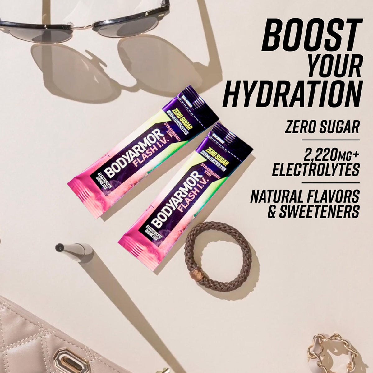 BODYARMOR Flash IV Electrolyte Packets, Strawberry Kiwi - Zero Sugar Drink Mix, Single Serve Packs, Coconut Water Powder (15 Count) - PrimeBioHealth - canada supplements