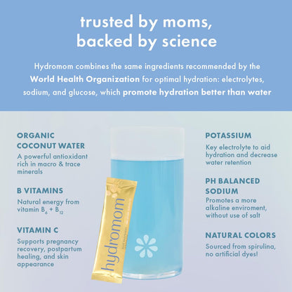 Boobie Hydromom Superfood Electrolyte Drink Mix, Blue Raspberry Lemonade | Refreshing Energy & Hydration Boost for Mamas | On-The-Go & Travel Essentials for Pregnancy, - PrimeBioHealth - canada supplements