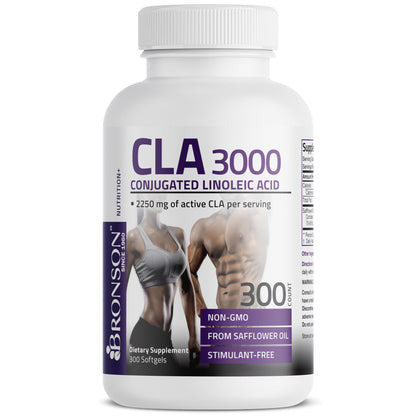 Bronson CLA 3000 Extra High Potency Supports Healthy Weight Management Lean Muscle Mass Non-Stimulating Conjugated Linoleic Acid 120 Softgels - PrimeBioHealth - canada supplements