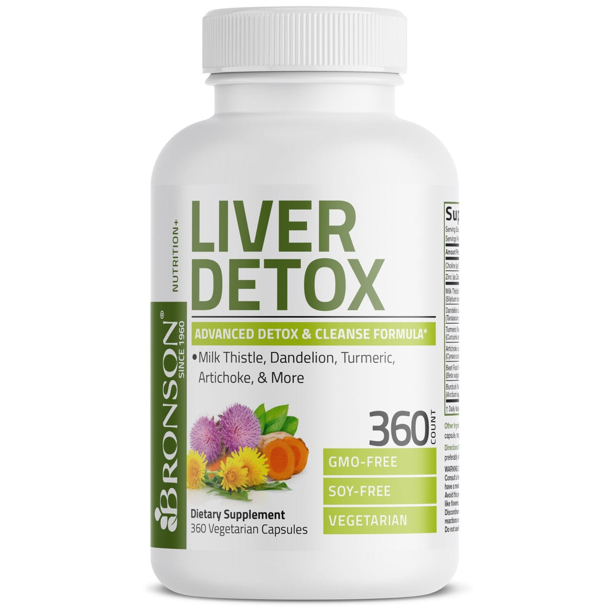 Bronson Liver Detox Advanced Detox & Cleansing Formula Supports Health Liver Function with Milk Thistle, Dandelion Extract, Turmeric, Artichoke Leaf & More, Non-GMO, 60 Vegetarian Capsules - PrimeBioHealth - canada supplements
