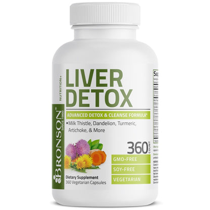 Bronson Liver Detox Advanced Detox & Cleansing Formula Supports Health Liver Function with Milk Thistle, Dandelion Extract, Turmeric, Artichoke Leaf & More, Non-GMO, 60 Vegetarian Capsules - PrimeBioHealth - canada supplements
