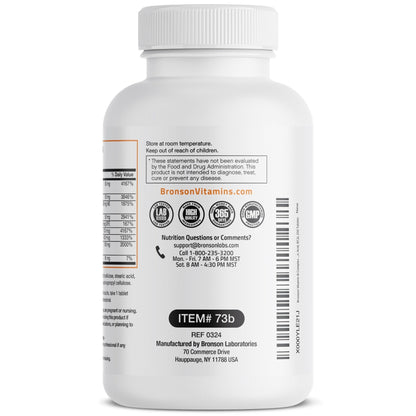 Bronson Super B Vitamin B Complex Sustained Slow Release (Vitamin B1, B2, B3, B6, B9 - Folic Acid, B12) Contains All B Vitamins 60 Tablets - PrimeBioHealth - canada supplements