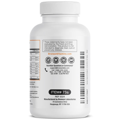 Bronson Super B Vitamin B Complex Sustained Slow Release (Vitamin B1, B2, B3, B6, B9 - Folic Acid, B12) Contains All B Vitamins 60 Tablets - PrimeBioHealth - canada supplements