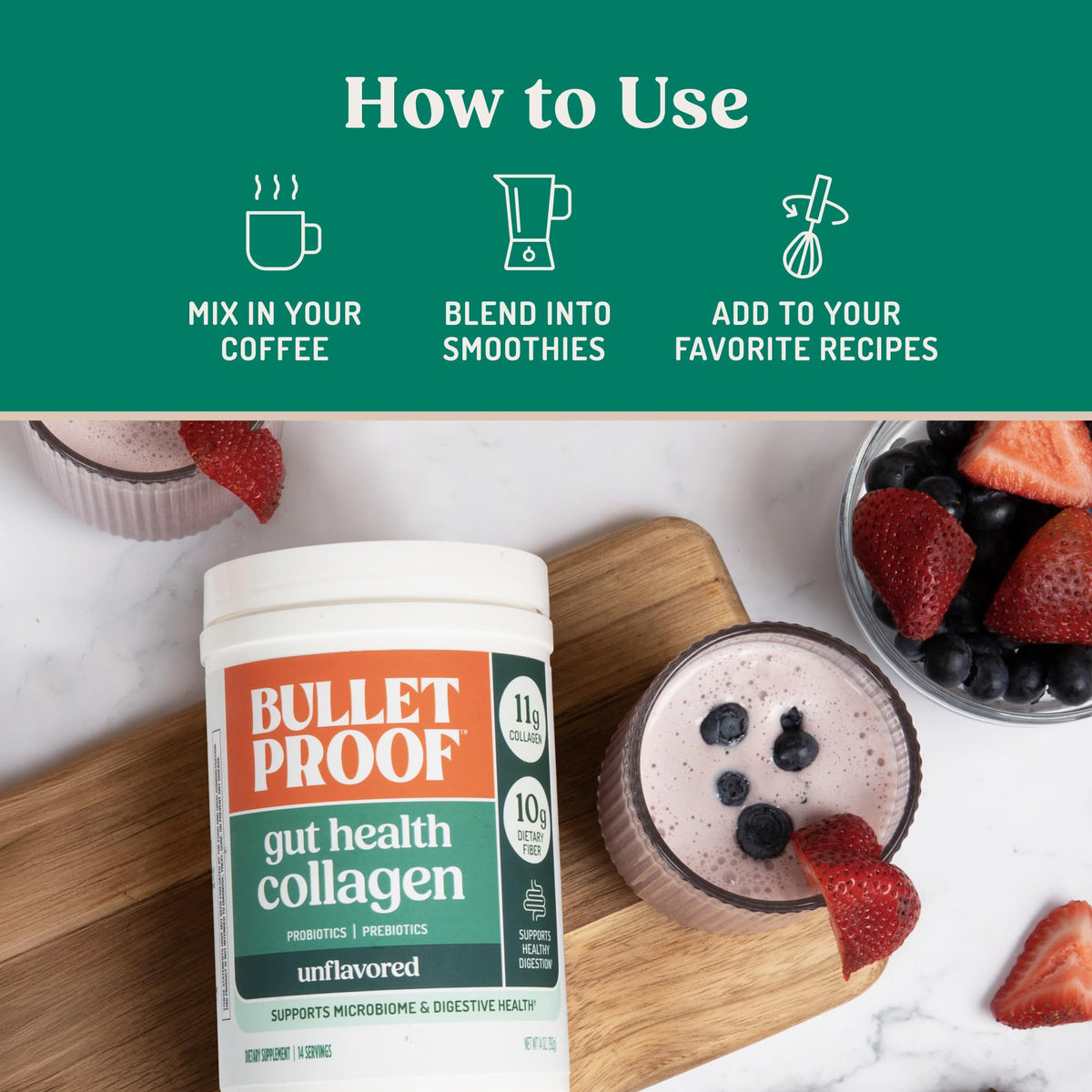 Bulletproof Unflavored Gut Health Collagen Protein, 14 Ounces, 10g Grass-Fed Collagen Peptides for Gut, Skin, Bone and Joint Support - PrimeBioHealth - canada supplements