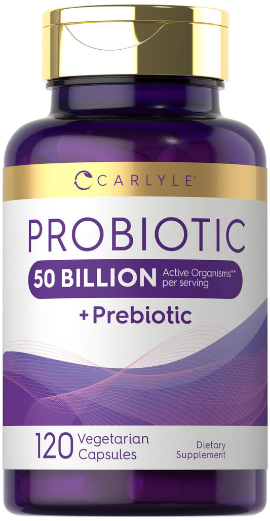Carlyle Probiotics with Prebiotics | 120 Capsules | 50 Billion Active Organisms | Non-GMO & Gluten Free Supplement - PrimeBioHealth - canada supplements
