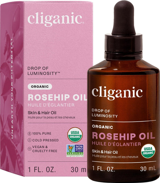 Cliganic Organic Rosehip Seed Oil for Face, 100% Pure | Natural Cold Pressed Unrefined Non-GMO | Carrier Oil for Skin, Hair & Nails - PrimeBioHealth - canada supplements