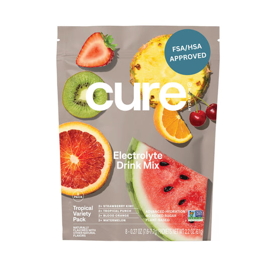 Cure Hydration | Plant-Based Electrolyte Drink Mix | No Added Sugar | FSA-HSA | Dehydration Relief Powder Made with Coconut Water | Non-GMO | Vegan - PrimeBioHealth - canada supplements