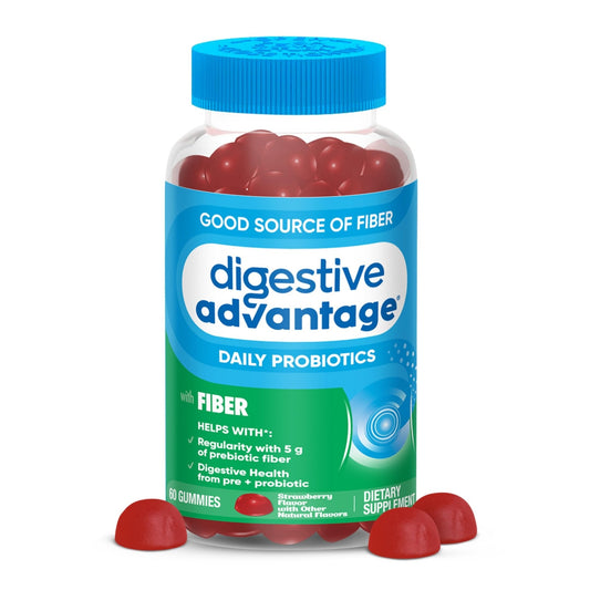 Digestive Advantage Prebiotic Fiber Gummies + Probiotics for Digestive Health, Daily Gummies for Women & Men, Digestive Supplement for Regularity & Gut Health, 60ct Strawberry Flavor - PrimeBioHealth - canada supplements