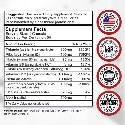 Divine Bounty Super B Complex Vitamins - All B Vitamins Including B12, B1, B2, B3, B5, B6, B7, B9, Folic Acid - Vitamin B Supplement - PrimeBioHealth - canada supplements