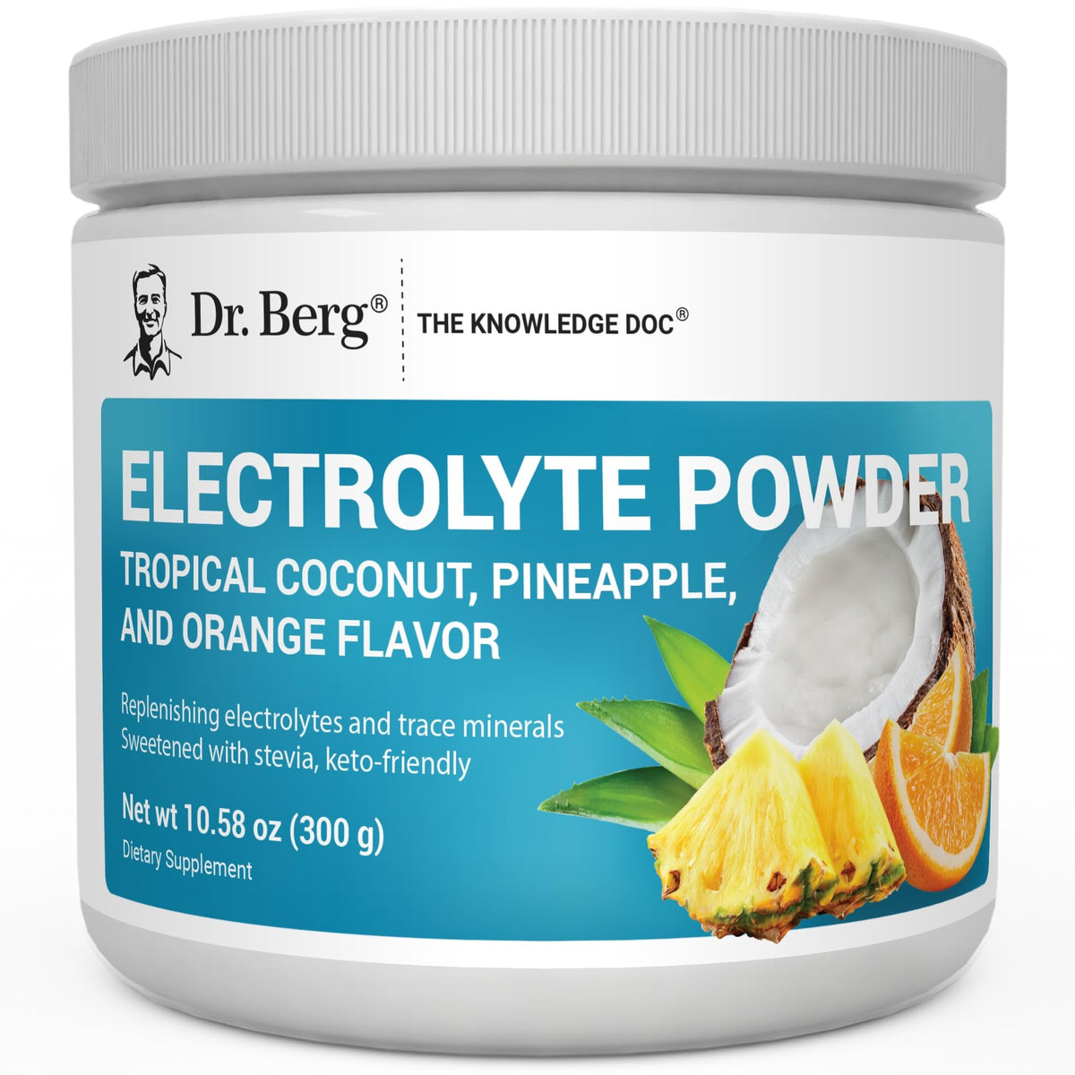 Dr. Berg Zero Sugar Hydration Keto Electrolyte Powder - Enhanced w/ 1000 mg of Potassium & Real Pink Himalayan Salt (NOT Table Salt) - Tropical Coconut - PrimeBioHealth - canada supplements