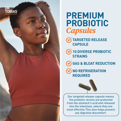 Dr. Tobias Probiotics 30 Billion, 10 Strains, 30 Billion CFU's, Targeted Release Probiotics for Women & Men, Supports Digestive Health, Shelf-Stable, - PrimeBioHealth - canada supplements
